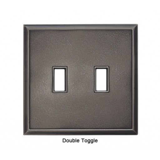 Classic Timeworn Steel Magnetic Double Toggle Wall Plate
