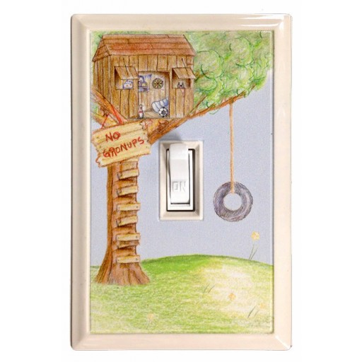 No Grown-Ups Tree House Kid's Deco Magnetic Wall Plate