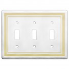 Triple Toggle Color Accents Wall Plate - Beige